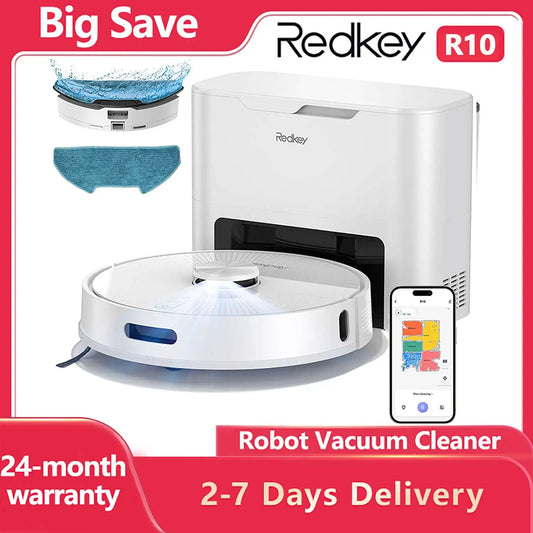 Redkey R10 Robot Vacuum Cleaner 2-in-1 Auto Vacuum Mop Wiping Function LiDAR Navigation Strong 4000Pa Suction Power 4 L Dust Bag