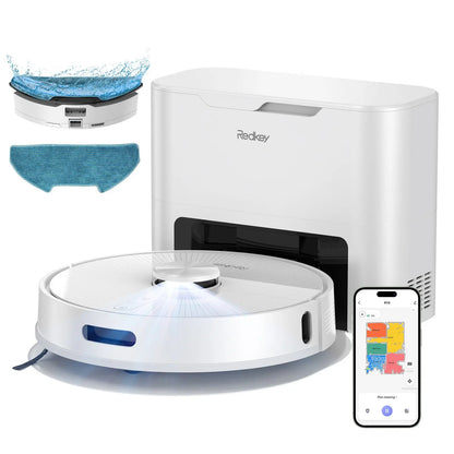 Redkey R10 & R11 2-in-1 Robot Vacuums with Automatic Mopping, Advanced LiDAR Navigation, Powerful 4000 Pa Suction, and Large 4L Dust Bag for Effortless Cleaning.