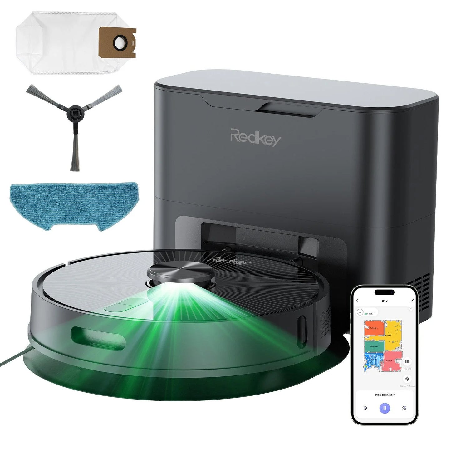 Redkey R10 & R11 2-in-1 Robot Vacuums with Automatic Mopping, Advanced LiDAR Navigation, Powerful 4000 Pa Suction, and Large 4L Dust Bag for Effortless Cleaning.